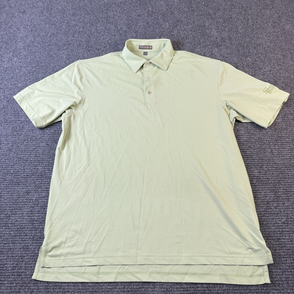 Peter Millar Polo Shirt Mens Large Green Summer Comfort Golf Savage Invitational